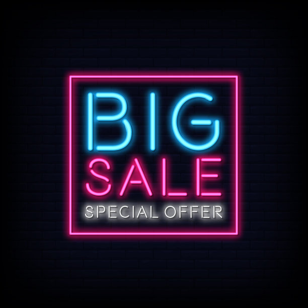 大减价霓虹灯招牌风格的文字图片下载