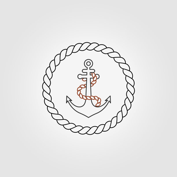 最小线艺术锚标志图标设计航海图片下载