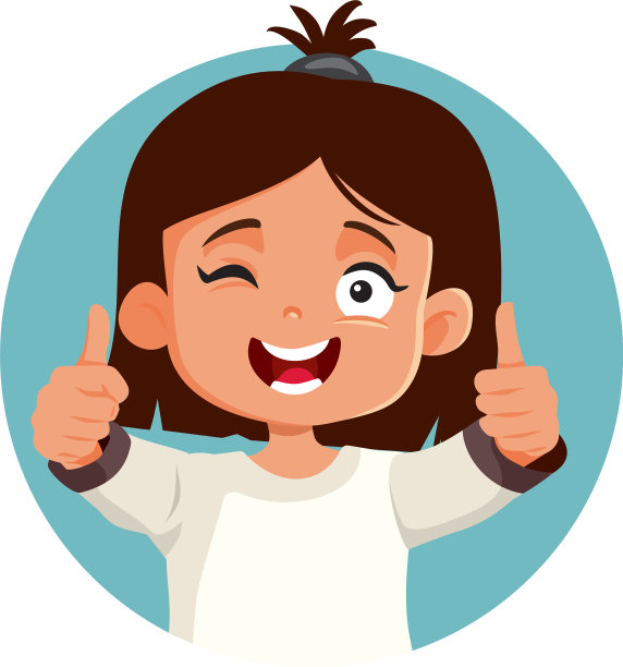 小女孩做着竖起大拇指的手势图片下载