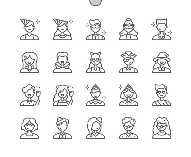 派对头像，可爱的人和女人的脸图片下载