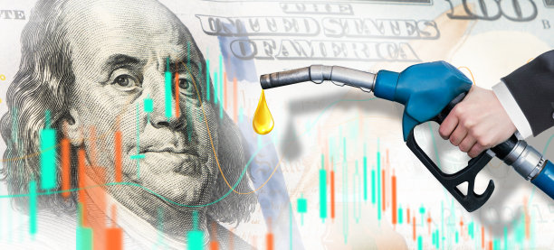 从汽油泵滴油的金融数据分析图表显示市场趋势超过美元图片下载