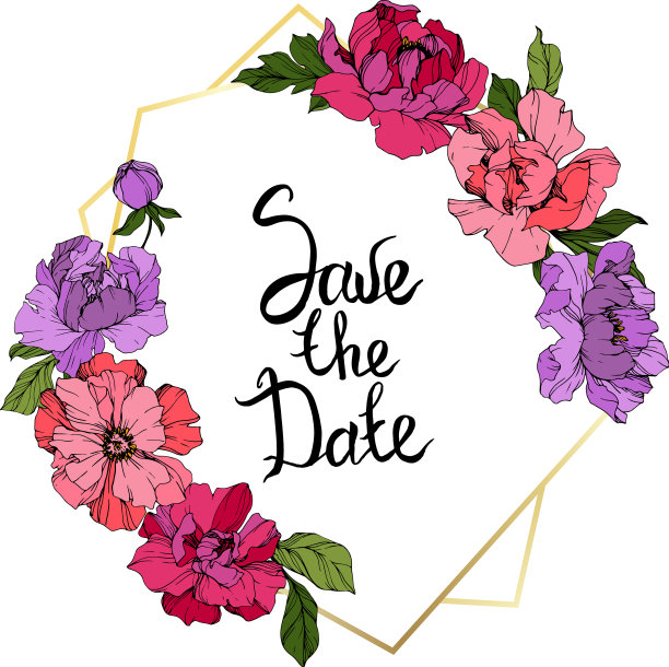 粉紫牡丹刻花水墨画框图片下载