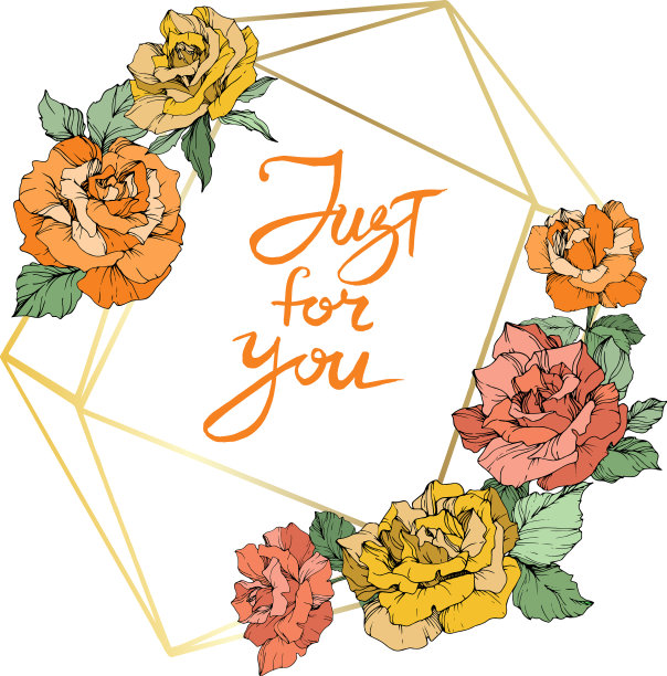 玫瑰金水晶框刻花水墨艺术图片下载