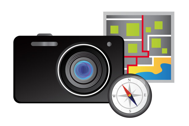 相机地图和指南针旅行的概念图片下载