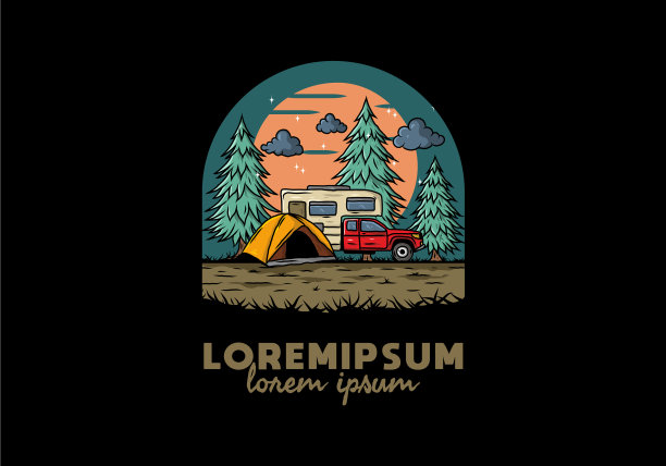 房车在大自然中露营图片下载