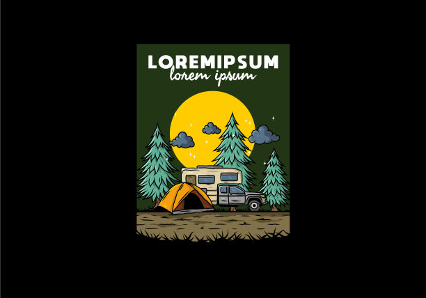 房车在大自然中露营图片下载