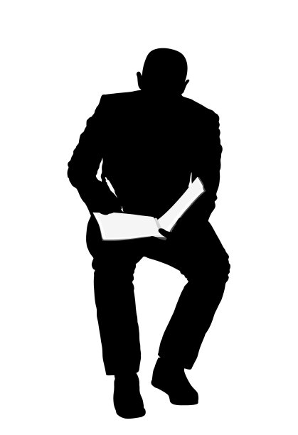 作家用铅笔剪影写便条图片下载