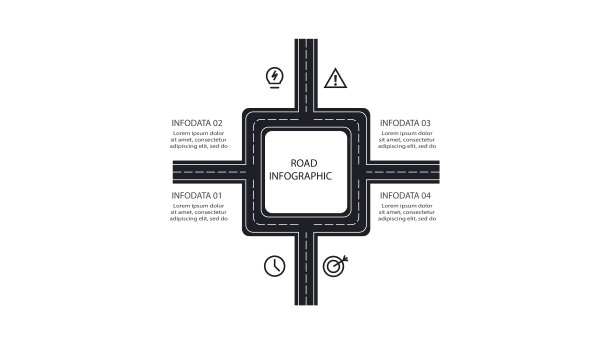 道路概念信息图4个步骤选项图片下载