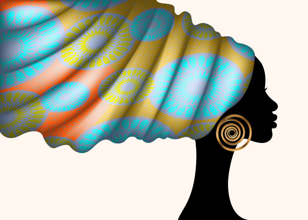 非洲印花头巾裹头妇女肖像图片下载