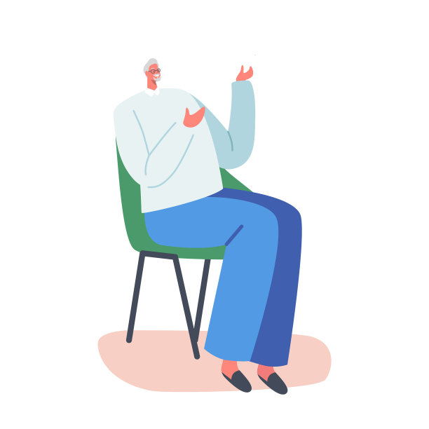 老人微笑着坐在家里的椅子上图片下载