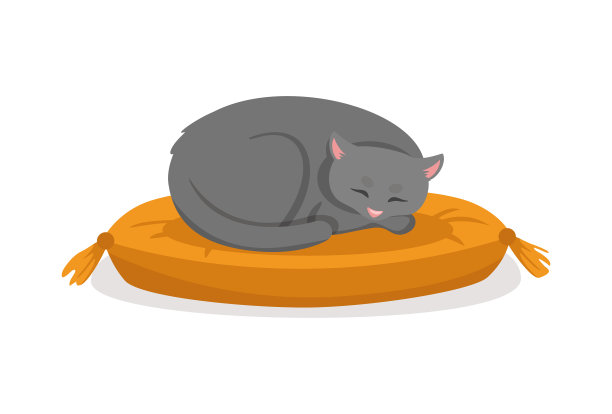 卡通风格的灰猫图片下载