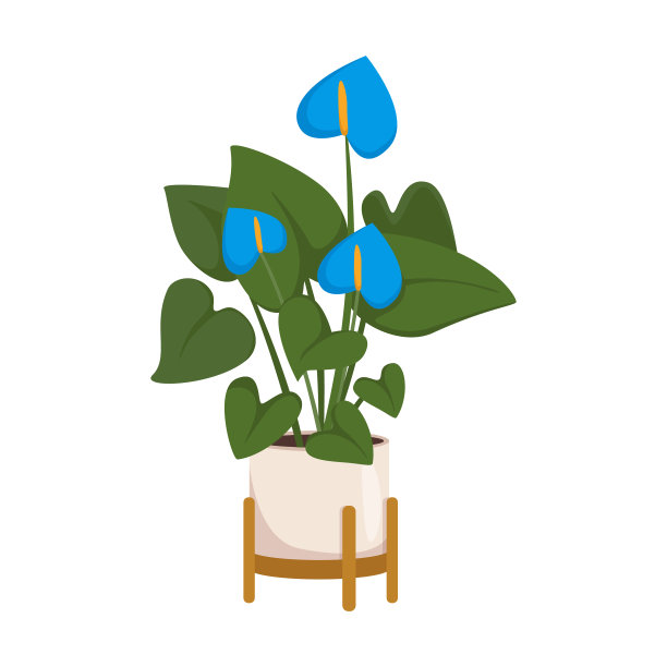 卡通风格的盆栽房子图片下载