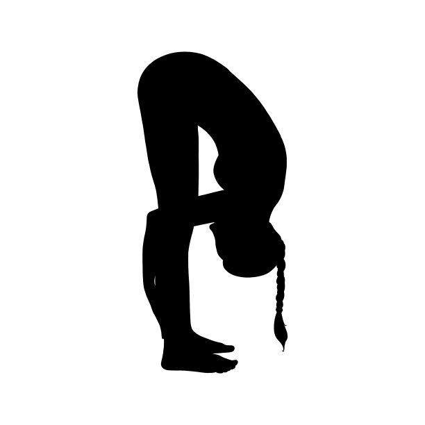 灵活的瑜伽女子剪影哈他瑜伽向前图片下载