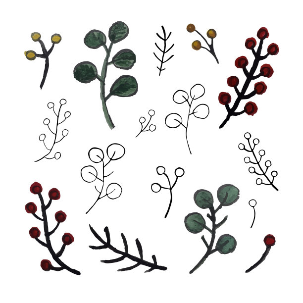 手绘花套套孤立的花图片下载