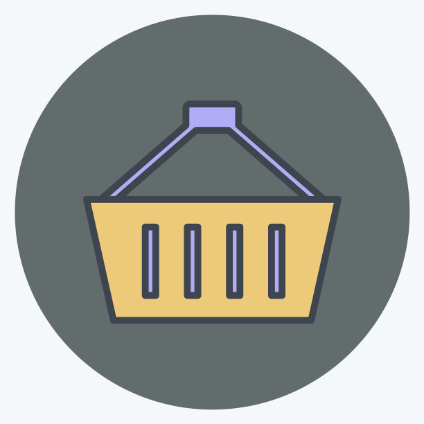 篮子图标在时髦的颜色伴侣风格孤立图片下载