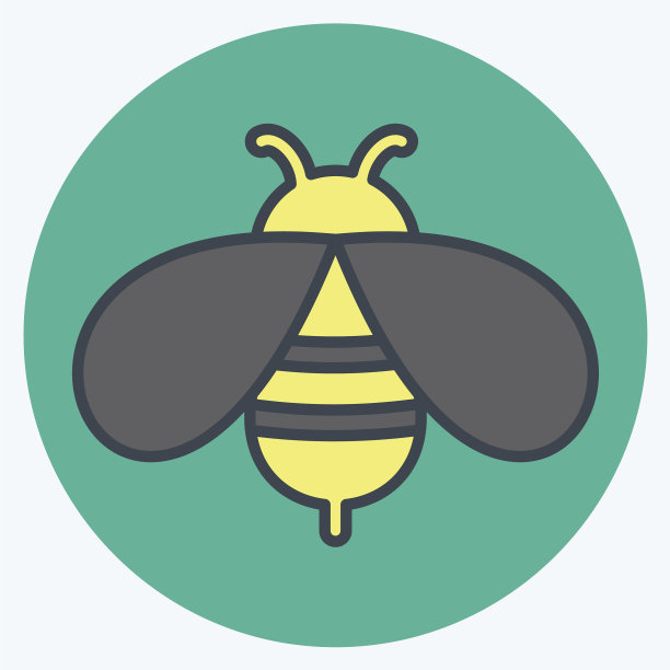 蜜蜂图标在时尚的色彩搭配风格上孤立图片下载