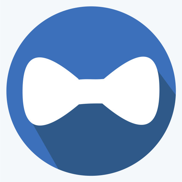 领结图标在时尚的长阴影风格孤立图片下载