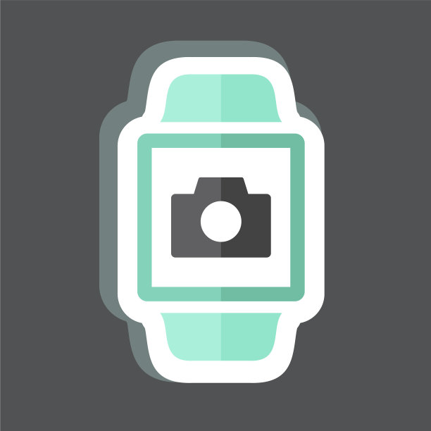 相机应用贴纸在时尚孤立在黑色图片下载