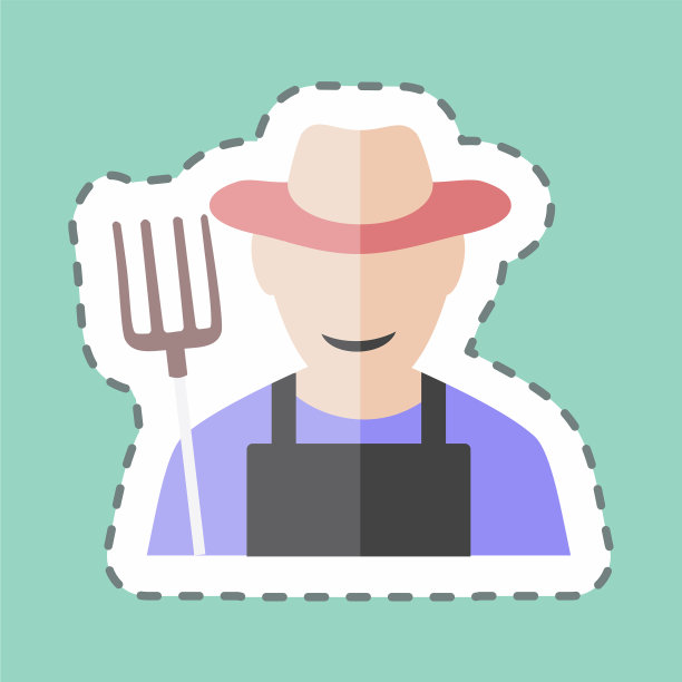 农民贴纸在潮流线剪孤立上图片下载