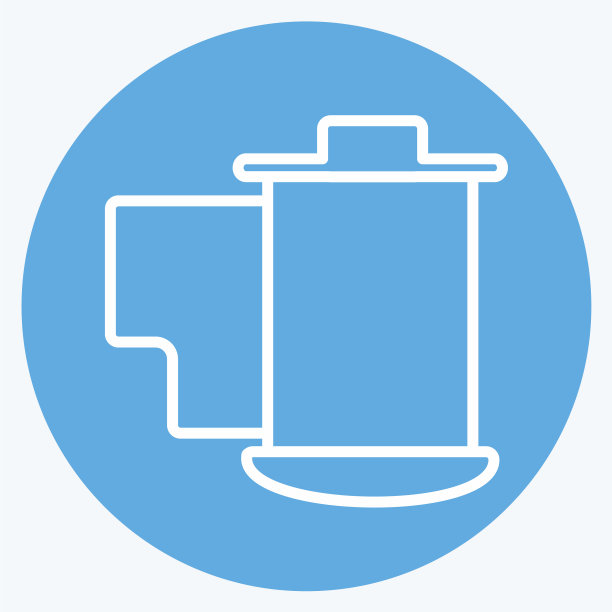 电影卷轴图标在时尚的蓝色眼睛风格孤立图片下载