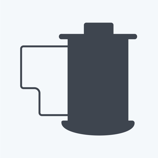 电影卷轴图标在时髦的字形风格孤立上图片下载