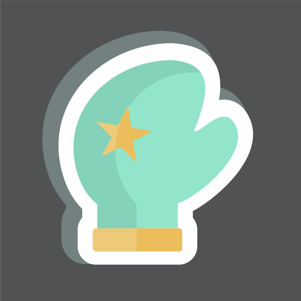 手套贴纸在时尚孤立的黑色图片下载