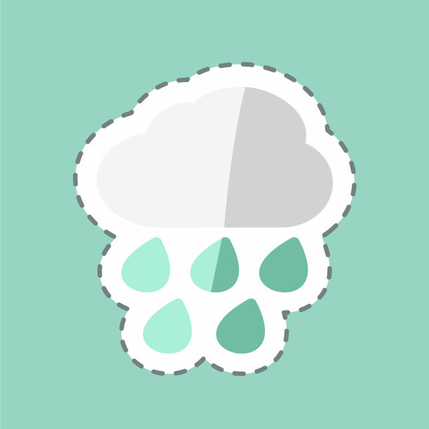 大雨贴纸在潮流线剪孤立上图片下载