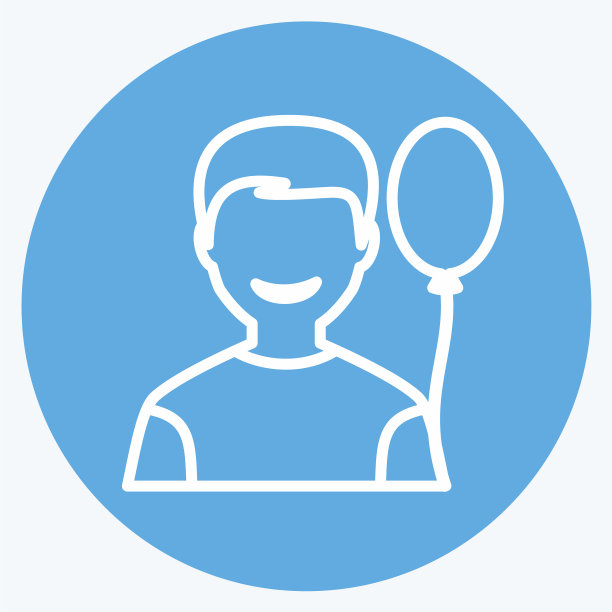 手持气球图标在时尚的蓝色眼睛的风格图片下载