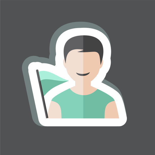 手持旗帜贴纸在时尚孤立上的黑色图片下载