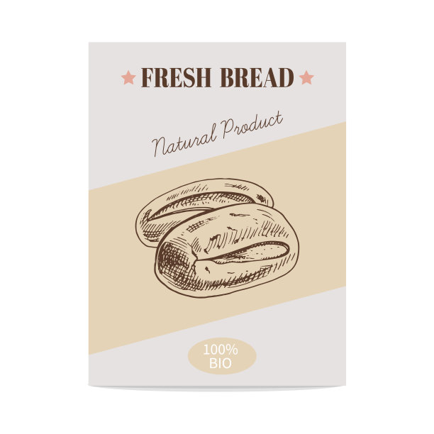 矢量手绘草图面包海报。面包插图。用于印刷、标签、包装的图标和元素。图片下载