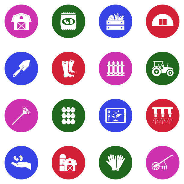 园艺图标，圆形白色扁平设计矢量素材图片下载