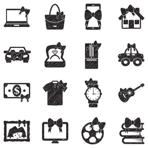 礼物图标。黑色涂鸦设计。矢量插图。图片下载