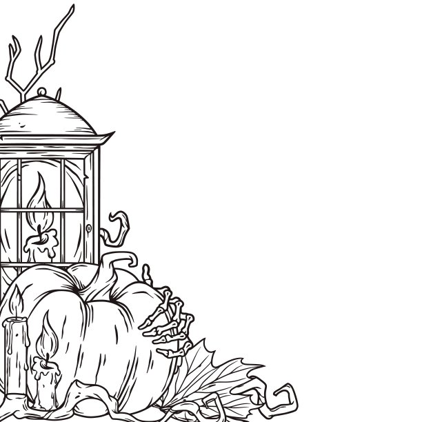 万圣节的秋天角落用南瓜和树叶图片下载