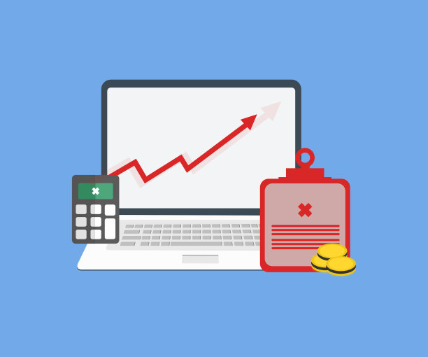 通货膨胀率增加图屏幕。膨胀和停滞的标志设计。金融增长，利率上升，通货膨胀，销售价格和税收上升的概念矢量设计和说明。图片下载