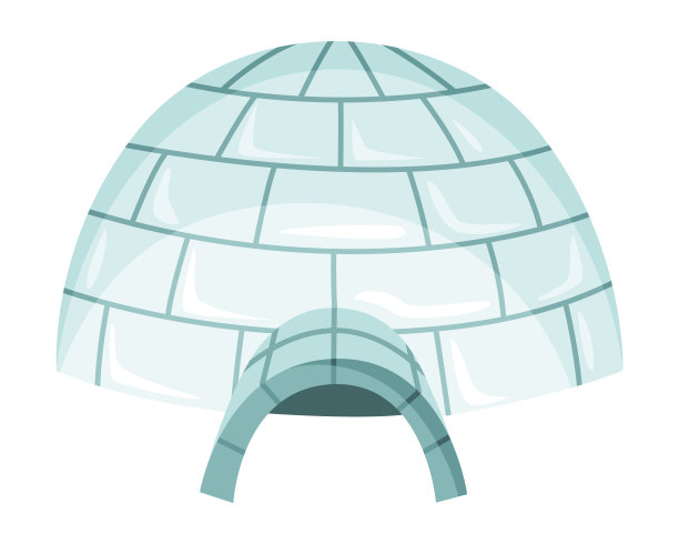 圆顶建筑图标。卡通向量冰室。冬天用冰块建造。爱斯基摩人的房子孤立在白底图片下载