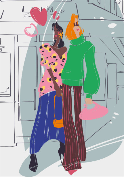 五彩缤纷的街头时尚插图。图片下载