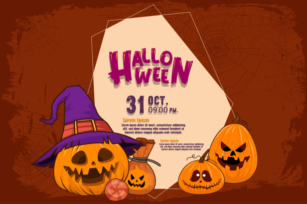 万圣节快乐(trick or treat)为设计师创建横幅或网页邀请的海报图片下载