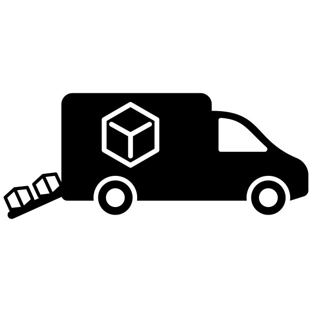 航运交货卡车平面矢量图标。多用途航运概念图片下载