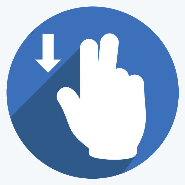 图标两个手指向下-长阴影风格图片下载