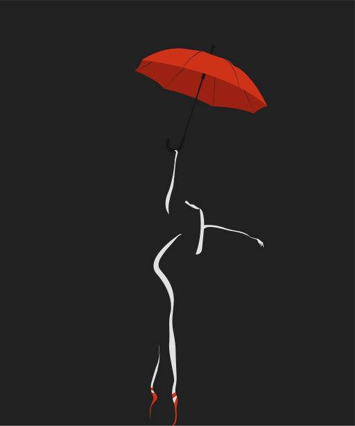 带伞的芭蕾舞女演员图片下载