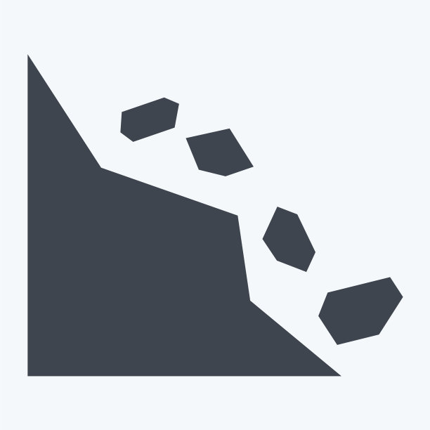 滑坡图标在时髦的字形风格孤立上图片下载