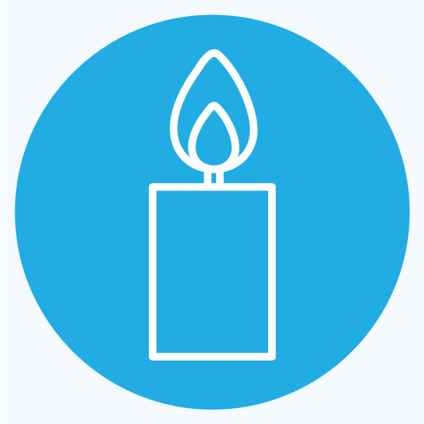 点燃蜡烛图标在时尚的蓝色眼睛的风格图片下载