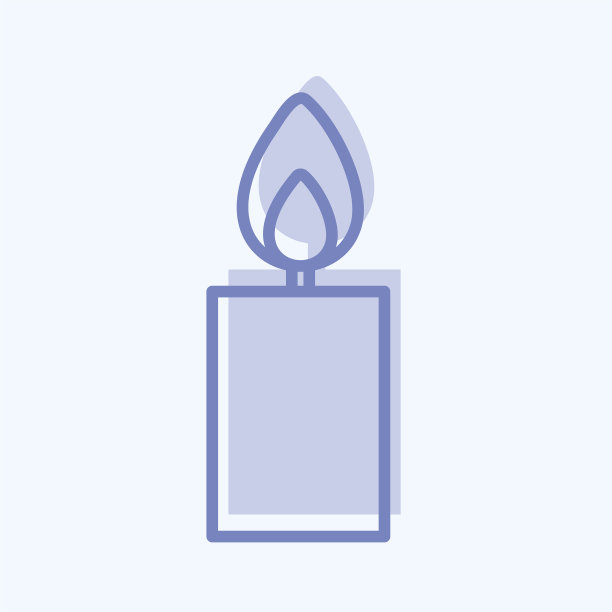 点燃蜡烛图标在时尚的两种色调风格孤立图片下载