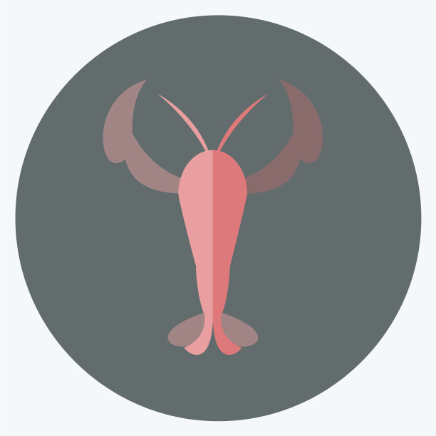 龙虾图标在时尚平底风格孤立上图片下载