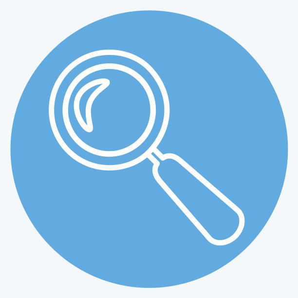 放大镜图标在时尚的蓝色眼睛风格孤立图片下载