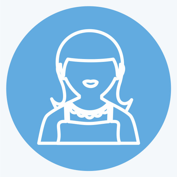 女仆图标在时尚的蓝色眼睛的风格孤立上图片下载