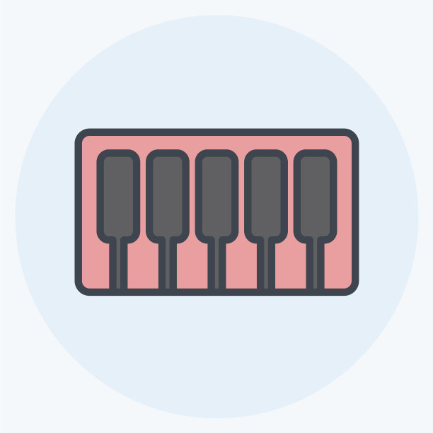 钢琴图标在时尚的色彩搭配风格上孤立图片下载