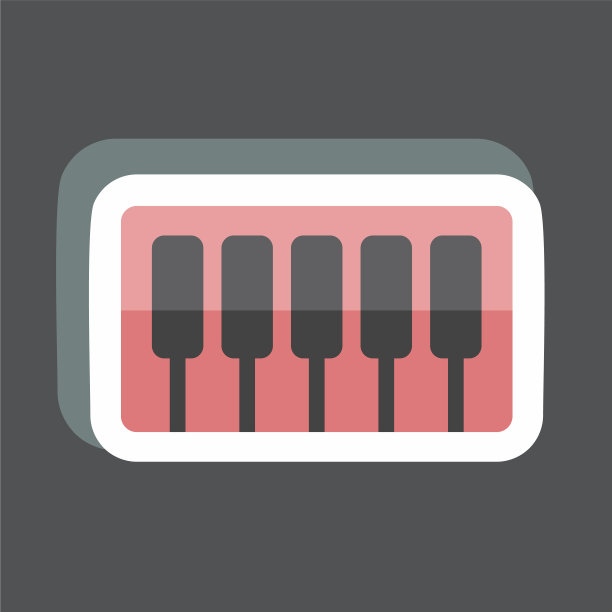 钢琴贴纸在时尚孤立上的黑色图片下载