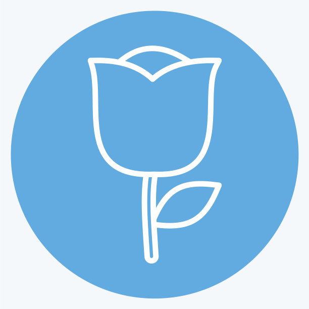 玫瑰图标在时尚的蓝色眼睛的风格孤立上图片下载