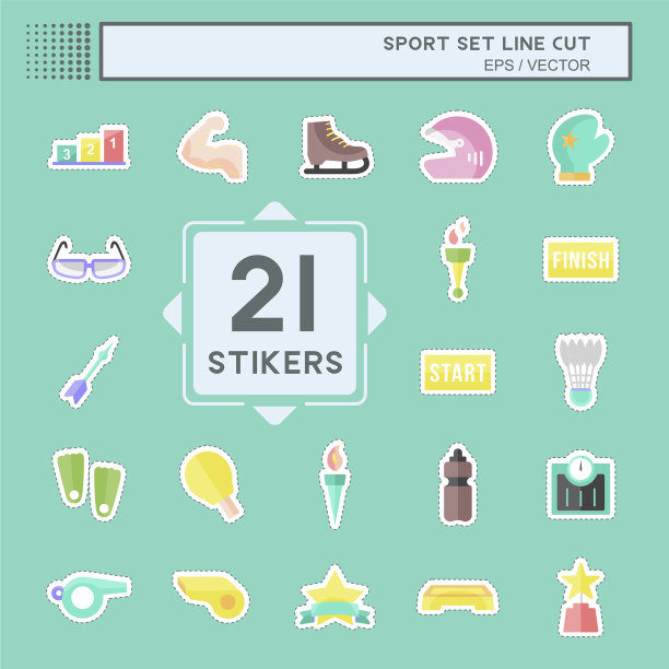 运动贴纸设定在潮流线剪孤立上图片下载